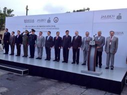 Imagen de la ceremonia conmemorativa del Día Nacional de Protección Civil. @PCJalisco. ESPECIAL /