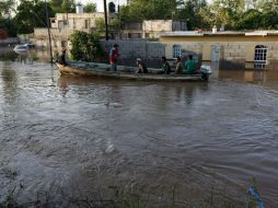 El Río Culiacán, se desbordó debido a las fuertes lluvias provocadas por el Huracán Manuel, inundando las colonias aledañas. NTX /