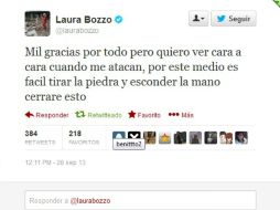 @laurabozzo se mantuvo entre los temas populares de la red social Twitter con el tema #FueraLauraBozzoDeMéxico. ESPECIAL /