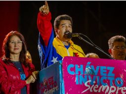 Nicolás Maduro encabezó ayer el cierre de campaña de Hugo Chávez. ARCHIVO /