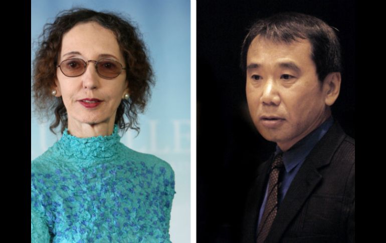 Los escritores Joyce Carol Oates (i) y Haruki Murakami, candidatos para el Nobel de Literatura 2013. AFP /