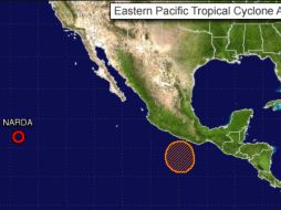 Por la mañana el sistema se ubicaba a dos mil 40 kilómetros al suroeste de Baja California Sur. ESPECIAL /