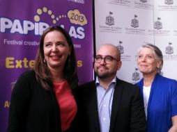 Marcela Gracía directora de Papirolas, Igor lozada secretario de difusión de la UdeG y Myriam Vachez secretaria de Cultura Jalisco.  /