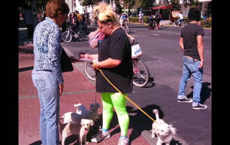 Varias personas que cuentan con mascotas se acercaron a apoyarlos.  /