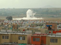 Así se ve la fuga de hidrocarburo en el municipio de Tlajomulco.  /