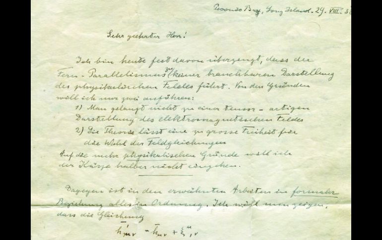 La casa de subastas Guernsey's sacará a subasta las dos respuestas que el físico dirigió a un estudiante de matemáticas. EFE /