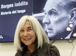 María Kodama, la viuda de Borges, durante la presentación hoy en la Casa del Lector de Madrid del documento sonoro. EFE /