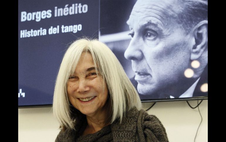 María Kodama, la viuda de Borges, durante la presentación hoy en la Casa del Lector de Madrid del documento sonoro. EFE /