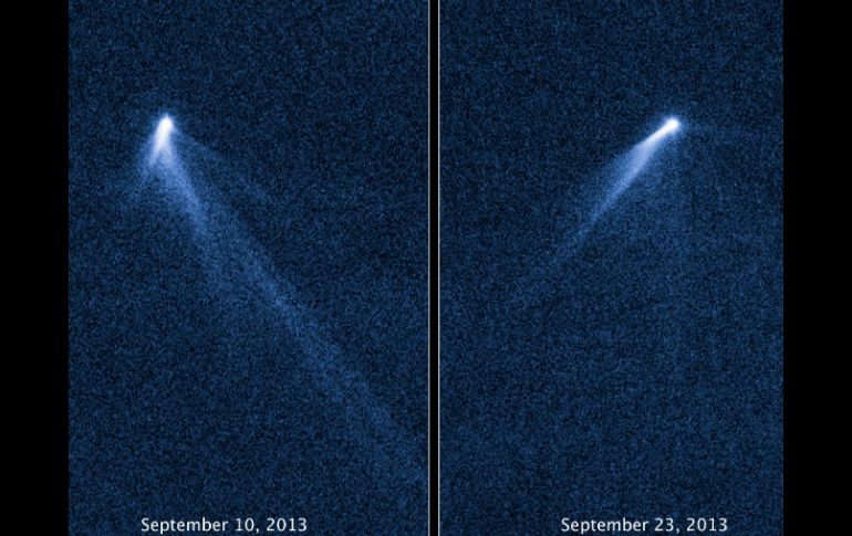 El asteroide gira sobre sí mismo expulsando polvo. AFP /