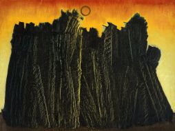 Imagen de la obra ''Bosque y sol'' (1927) de Max Ernst, que forma parte de la exposición 'La cima del sueño'. EFE /