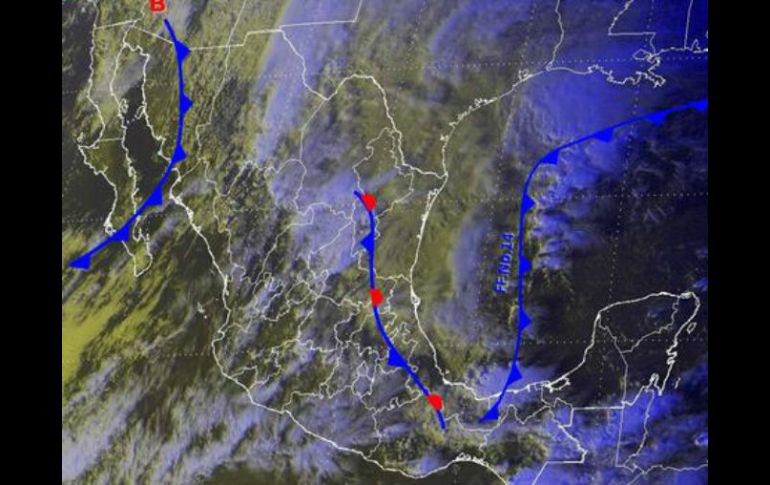 El frente frío ocasionaría bajas temperaturas en Baja California, Sonora y el occidente de Chihuahua. Tomada de @conagua_clima. ESPECIAL /