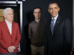 Los actores Steve Martin y Jim Parsons hicieron una demostración de la tecnología utilizada en los estudios. AFP /