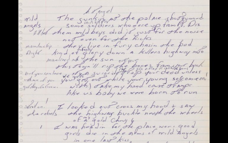 'La mayoría de la letra de esta versión está sin publicar y sin grabar, pero este manuscrito incluye un estribillo casi exacto' AP /