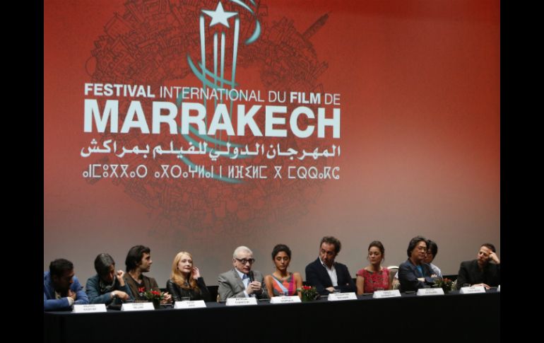 Jurado del Festival Internacional de Cine de Marrakech, en el que se encuentran Scorsese y Escalante. AP /