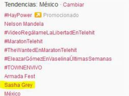 A solo 15 minutos de comenzar la presentación, #SashaGrey ya era tendencia nacional en Twitter. ESPECIAL /