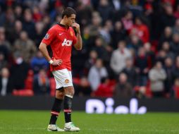 El ''Chicharito no logró anotar gol durante el partido del Manchester United ante el Newcastle. AFP /