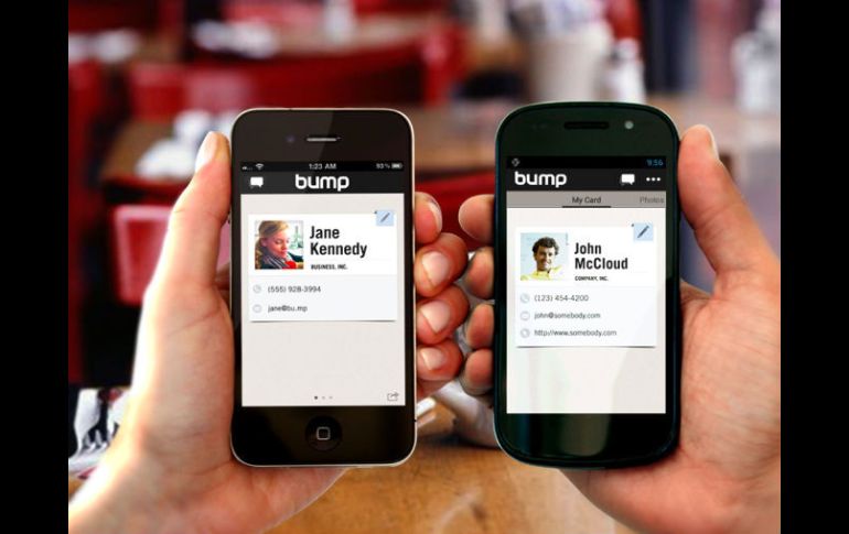 Bump es una aplicación que permitía intercambiar archivos entre celulares al golpear uno contra el otro. ESPECIAL /