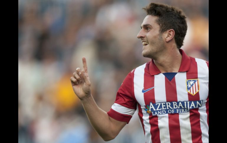 Jorge Resurreción 'koke' celebra el gol durante la Liga Española. AP /