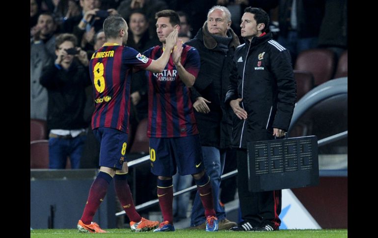Messi ingresó por Andrés Iniesta y tuvo sus primeros minutos tras varios meses lesionado. AFP /