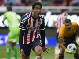 Aldo anota su segundo gol como Rojiblanco, en este Clausura 2014. MEXSPORT /