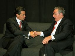 Enrique Peña Nieto ha coincidido en otros países con Raúl Castro, también en el marco de la I Cumbre de la CELAC. ARCHIVO /