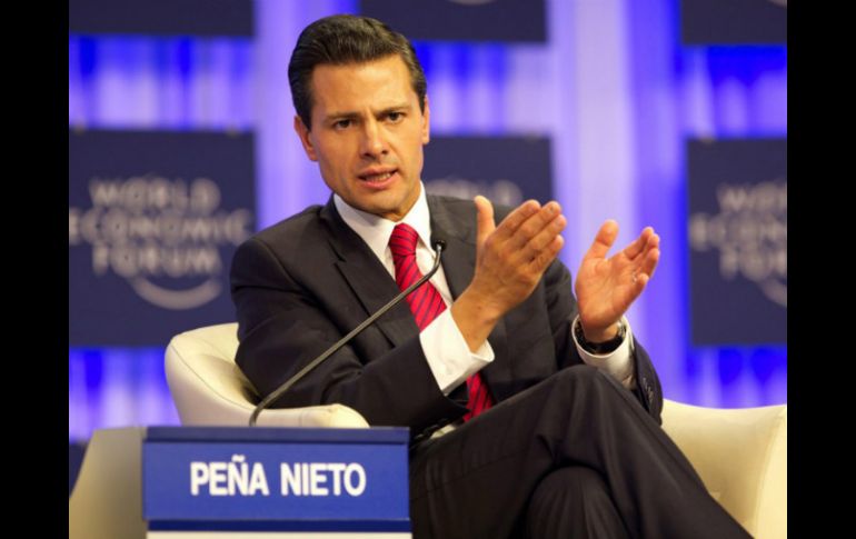 El Presidente Peña Nieto, durante su participación en un panel durante la segunda jornada del Foro Económico Mundial. SUN /