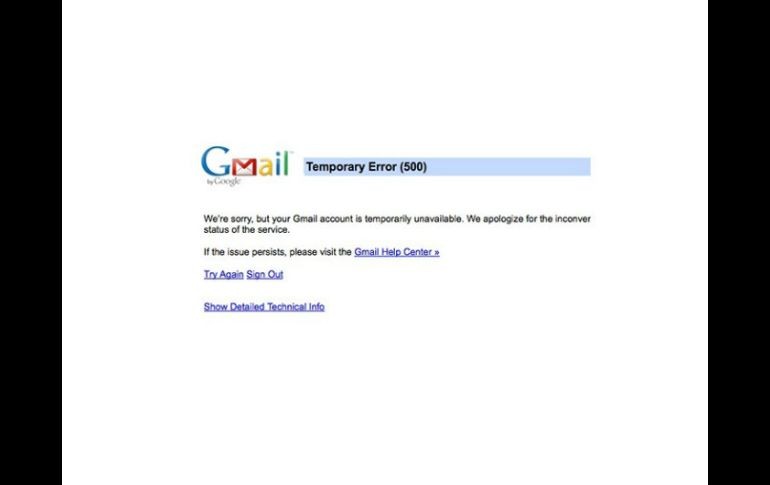 El error en Gmail ha molestado a sus usuarios. ESPECIAL /