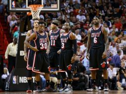 Jugadores de los Heat de Miami durante el partido ante los Spurs de San Antonio. AFP /