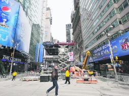 Los festejos cobran forma. La imagen muestra la puesta a punto del 'Super Bowl Boulevard' que recorre un total de 13 cuadras de NY. AP /