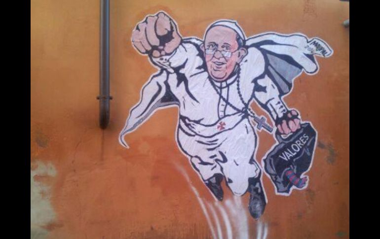 'Les compartimos este graffiti que vimos hoy', publica el Consejo Pontificio de la Comunicación Social. Foto: @PCCS_VA ESPECIAL /