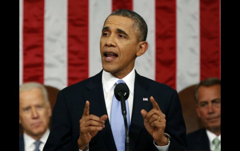 Barack Obama emite su discurso por el informe desde el recinto del Congreso de Estados Unidos. AP /