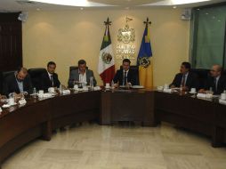 Imagen de la sesión del gobernador con alcaldes de la ZMG. ESPECIAL /