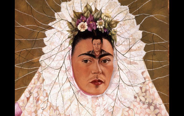 Aspecto de la obra de Frida Kahlo titulada 'Diego en mi pensamiento'. ARCHIVO /