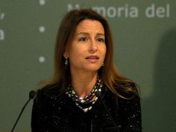 Nuria Sanz, durante su intervención en la ceremonia de la entrega del certificado de inscripción de la declaración de la SCJN. NTX /