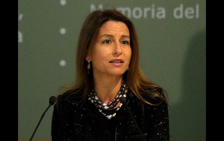 Nuria Sanz, durante su intervención en la ceremonia de la entrega del certificado de inscripción de la declaración de la SCJN. NTX /