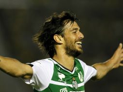 Jonathan Lacerda celebra su gol ante Peñarol de Uruguay durante el partido por la segunda fase de la Copa Libertadores. EFE /