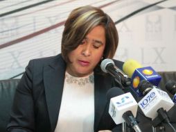 Bertha Yolanda Rodríguez durante rueda de prensa. Imagen de @LegislativoJal. ESPECIAL /