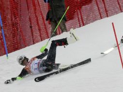 Hubertus von Hohenlohe, al momento de su caída en su prueba de descenso en esquí alpino. AP /