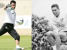 A la izquierda, Oswaldo durante un entrenamiento con Santos, a la derecha una foto de noviembre de 1993, año de su debut con Atlas.  /