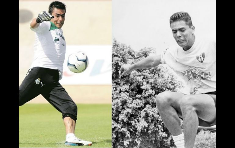 A la izquierda, Oswaldo durante un entrenamiento con Santos, a la derecha una foto de noviembre de 1993, año de su debut con Atlas.  /