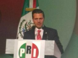 Peña Nieto ofrece un discurso durante las celebraciones por el 85 aniversario del PRI. TOMADA DE @alexdmgz  /