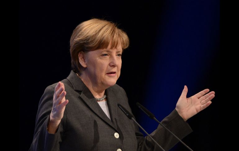 Merkel durante la ceremonia de apertura de la feria informática CeBIT. AFP /