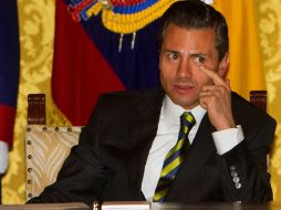 Enrique Peña Nieto habla durante una rueda de prensa desde el Palacio de Gobierno en Ecuador. EFE /