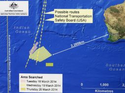 En el mapa se señala el lugar donde encontraron los indicios del avión. EFE /