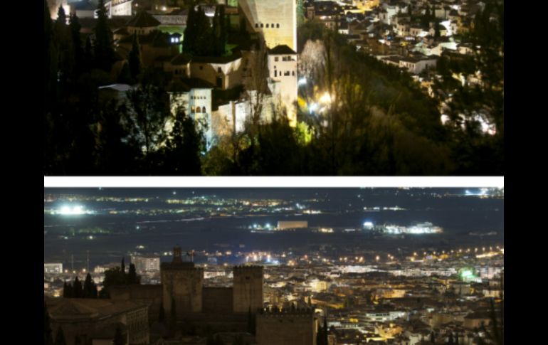 La Alhambra, de Granada es uno de los grandes monumentos que ha participado en la campaña 'Hora del Planeta'. EFE /