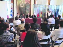 Martín Almádez, Eduardo René Arce Ruelas, Salvador Caro y Ricardo Duarte se reunieron en pro de la cultura.  /