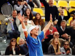 Andreas Seppi celebra el pase de Italia a semifinales en la Copa Davis. AP /