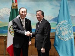 Ban Ki-moon es recibido por José Antonio Meade. TOMADA DE @SRE_mx  /