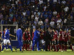 Al concluir la seminifinal, hubo un conato de pleito con jugadores de Cruz Azul y Xolos. NTX /