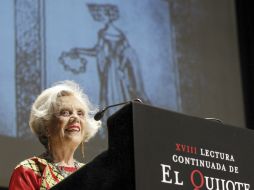 Elena Poniatowska, durante su asistencia a la lectura continuada del Quijote, en el Círculo de Bellas Artes de Madrid. EFE /